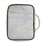 White Gold Scratch Marble Print Front Pocket Bible Bag