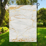 White Gold Scratch Marble Print Garden Flag