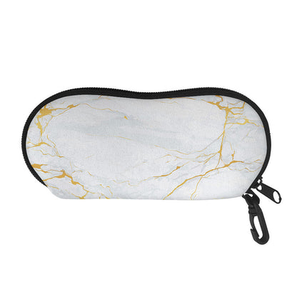 White Gold Scratch Marble Print Glasses Case