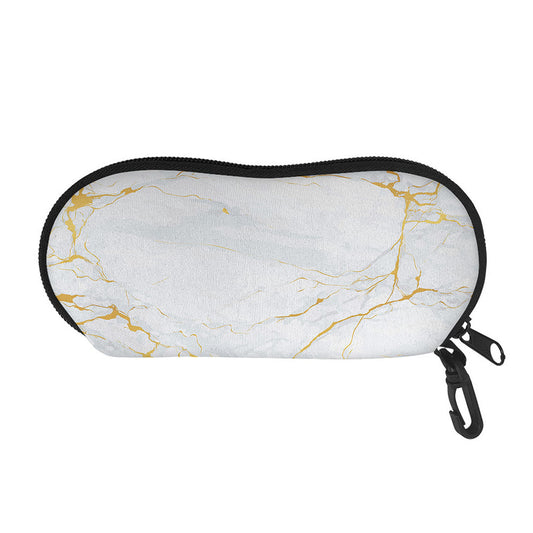 White Gold Scratch Marble Print Glasses Case