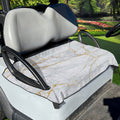 White Gold Scratch Marble Print Golf Cart Seat Cover