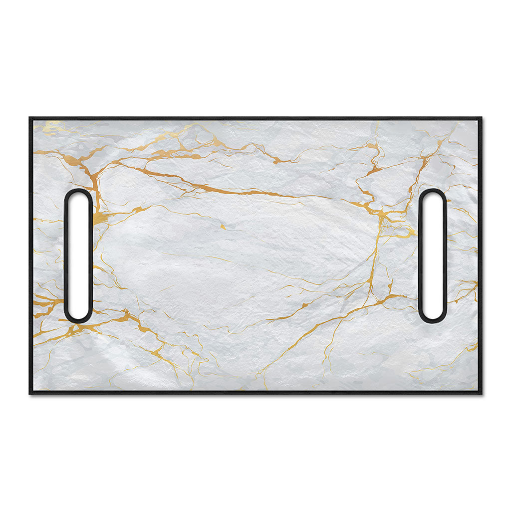 White Gold Scratch Marble Print Golf Cart Seat Cover