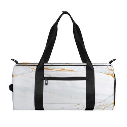 White Gold Scratch Marble Print Gym Bag