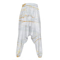 White Gold Scratch Marble Print Hammer Pants
