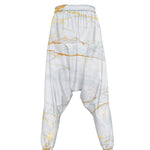 White Gold Scratch Marble Print Hammer Pants