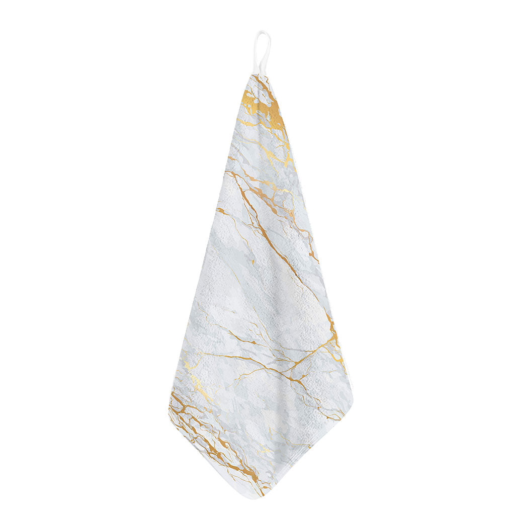 White Gold Scratch Marble Print Hand Towel