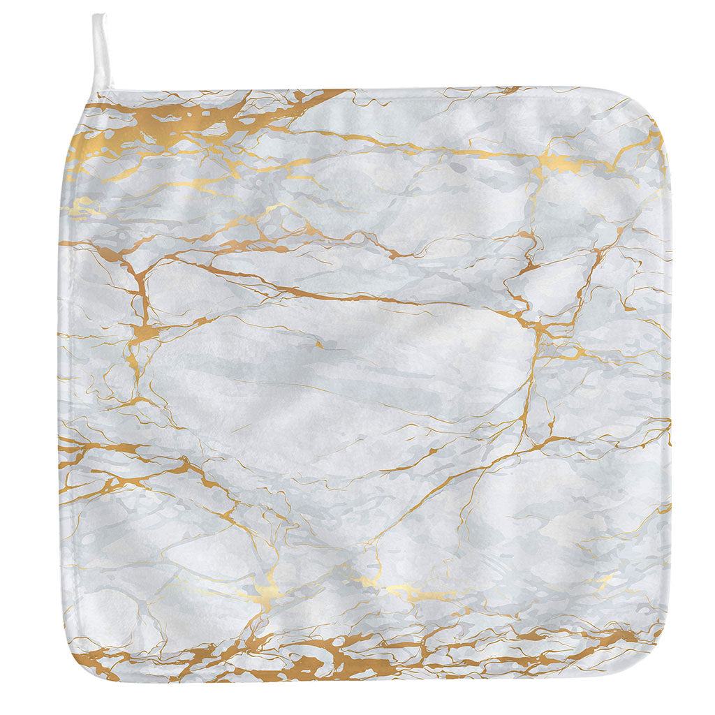 White Gold Scratch Marble Print Hand Towel