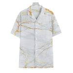 White Gold Scratch Marble Print Hawaiian Shirt