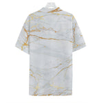 White Gold Scratch Marble Print Hawaiian Shirt