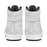 White Gold Scratch Marble Print High Top Leather Sneakers