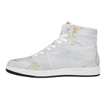 White Gold Scratch Marble Print High Top Leather Sneakers
