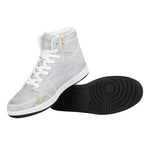 White Gold Scratch Marble Print High Top Leather Sneakers