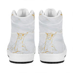 White Gold Scratch Marble Print High Top Leather Sneakers