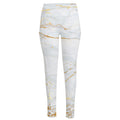White Gold Scratch Marble Print High-Waisted Pocket Leggings