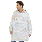 White Gold Scratch Marble Print Hoodie Blanket