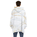 White Gold Scratch Marble Print Hoodie Blanket