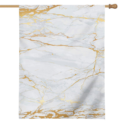 White Gold Scratch Marble Print House Flag