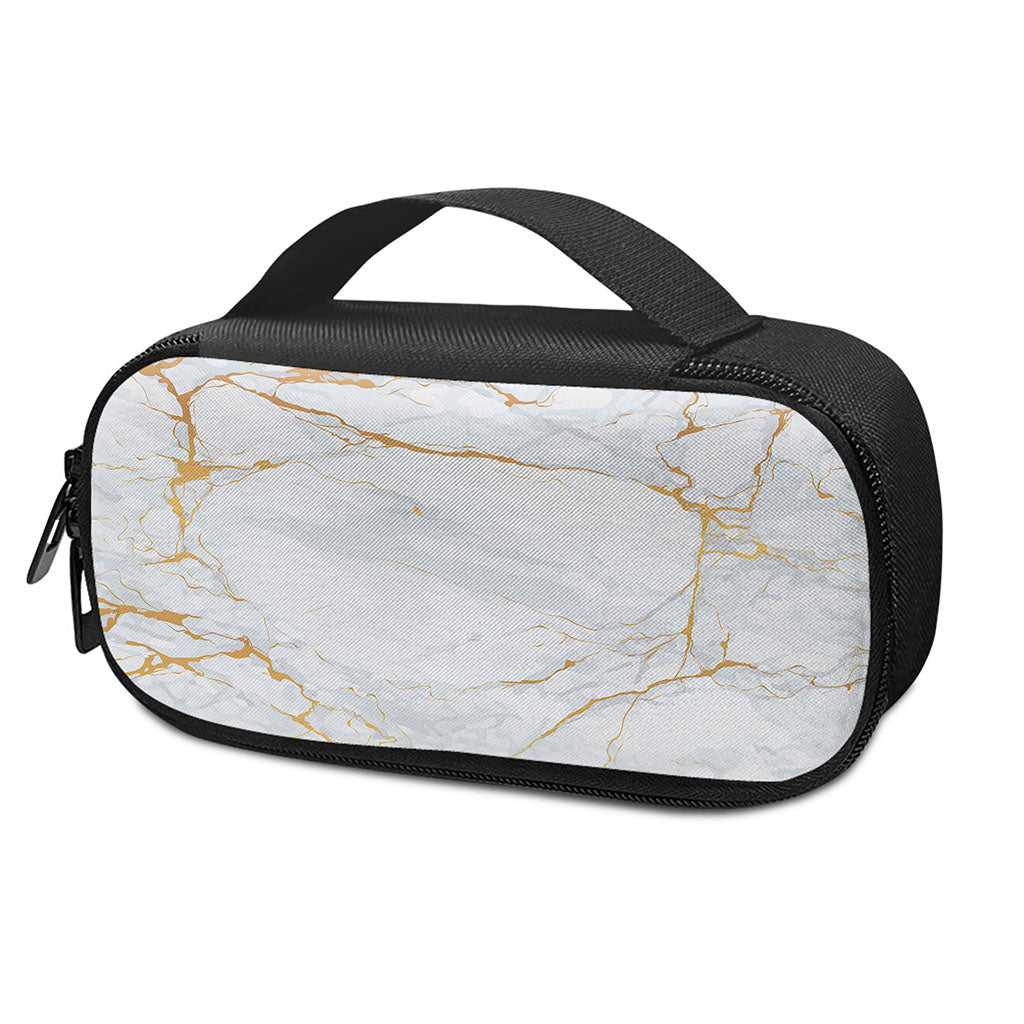 White Gold Scratch Marble Print Insulin Cooler Travel Case