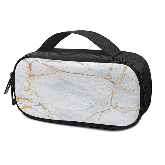 White Gold Scratch Marble Print Insulin Cooler Travel Case