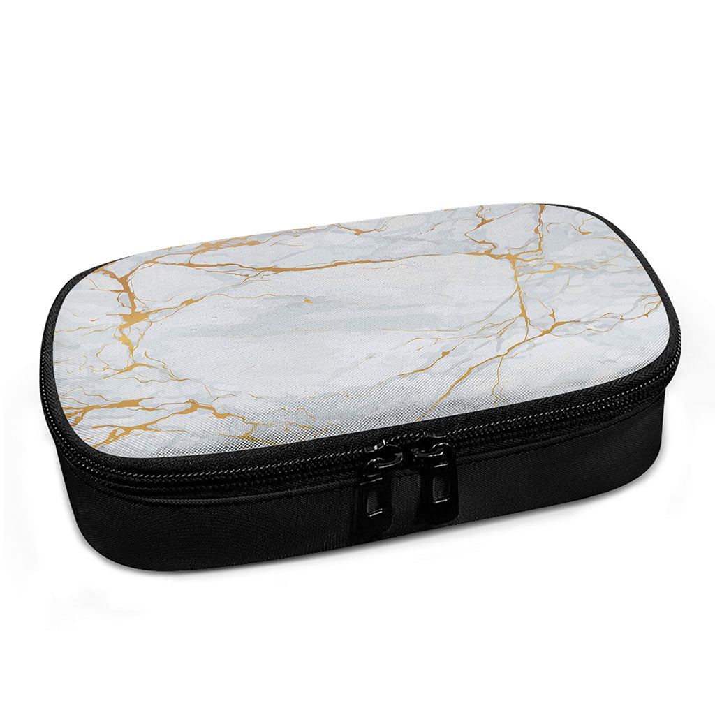White Gold Scratch Marble Print Insulin Cooler Travel Case