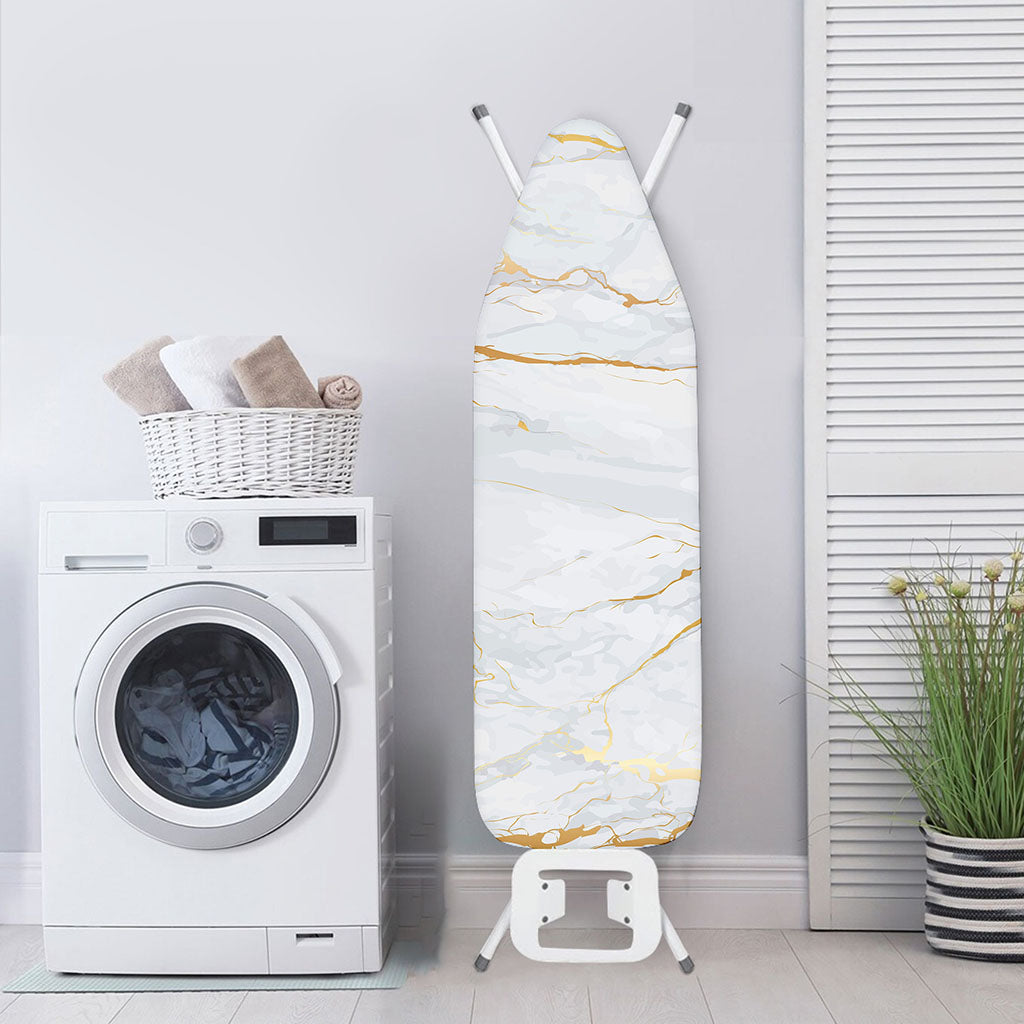 White Gold Scratch Marble Print Ironing Board Cover