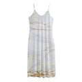 White Gold Scratch Marble Print Jersey Midi Cami Dress