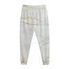 White Gold Scratch Marble Print Jogger Pants