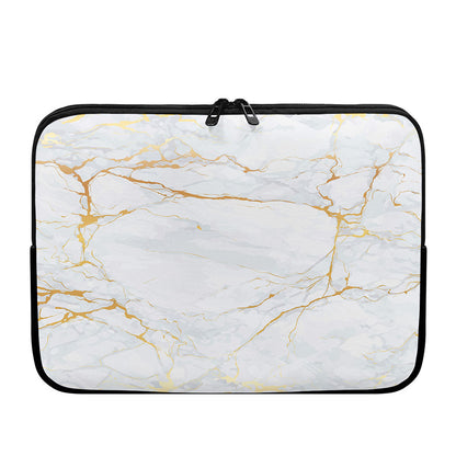 White Gold Scratch Marble Print Laptop Sleeve