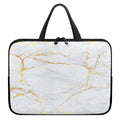 White Gold Scratch Marble Print Laptop Sleeve With Handle