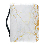 White Gold Scratch Marble Print Leather Bible Cover