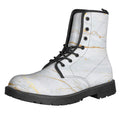 White Gold Scratch Marble Print Lace-Up Boots
