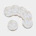 White Gold Scratch Marble Print Leather Coaster Set