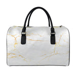 White Gold Scratch Marble Print Leather Duffle Bag