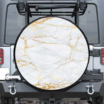 White Gold Scratch Marble Print Leather Spare Tire Cover