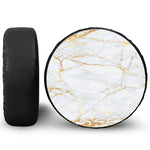 White Gold Scratch Marble Print Leather Spare Tire Cover