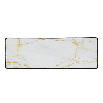 White Gold Scratch Marble Print Long Kitchen Mat