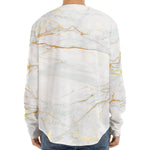 White Gold Scratch Marble Print Long Sleeve Baseball Jersey