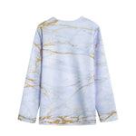 White Gold Scratch Marble Print Long Sleeve Short Coat