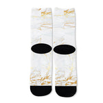 White Gold Scratch Marble Print Long Socks