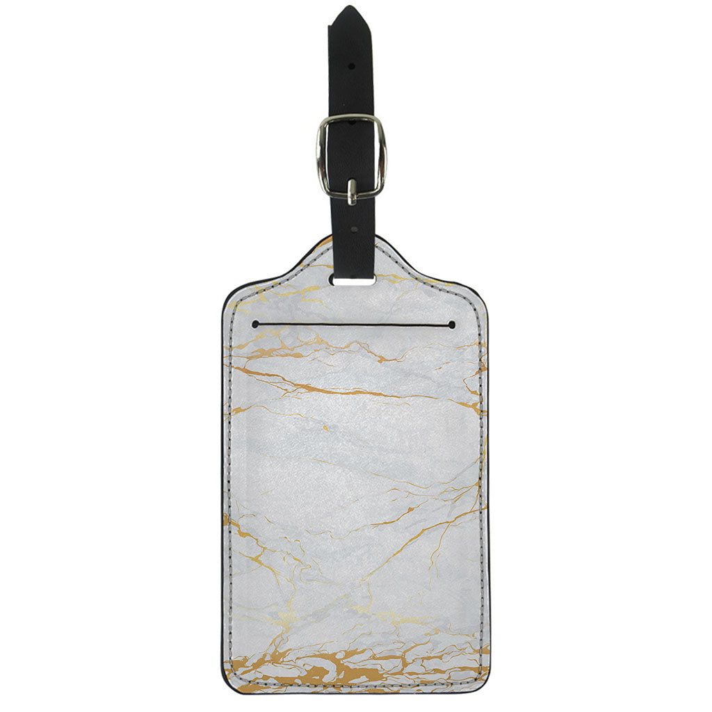White Gold Scratch Marble Print Luggage Tag