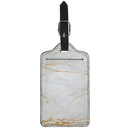 White Gold Scratch Marble Print Luggage Tag