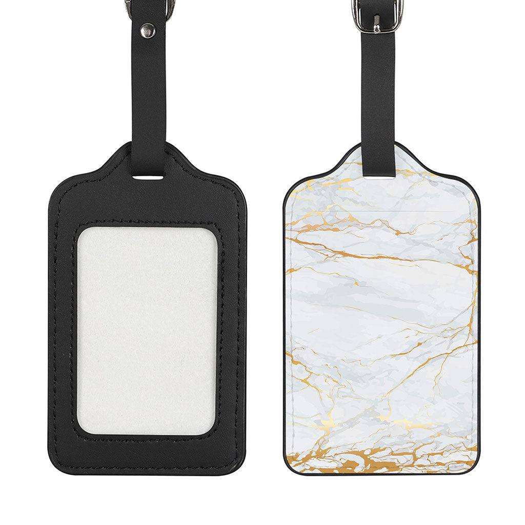 White Gold Scratch Marble Print Luggage Tag