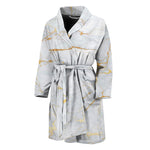 White Gold Scratch Marble Print Men's Bathrobe