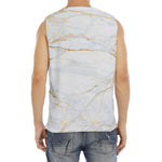 White Gold Scratch Marble Print Men's Fitness Tank Top