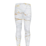 White Gold Scratch Marble Print Men's leggings