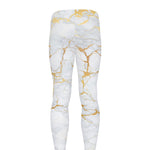 White Gold Scratch Marble Print Men's leggings