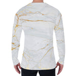 White Gold Scratch Marble Print Men's Long Sleeve T-Shirt