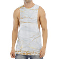White Gold Scratch Marble Print Men's Muscle Tank Top