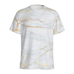 White Gold Scratch Marble Print Men's Sports T-Shirt