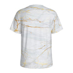 White Gold Scratch Marble Print Men's Sports T-Shirt